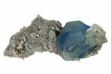 Blue-Green Cuboctahedral Fluorite on Sparkling Quartz - China #161790-1